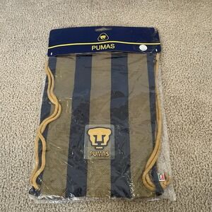 VTG FMF Pumas UNAM Official Mexico Drawstring Gym Soccer Cinch Bag Gold 2000s